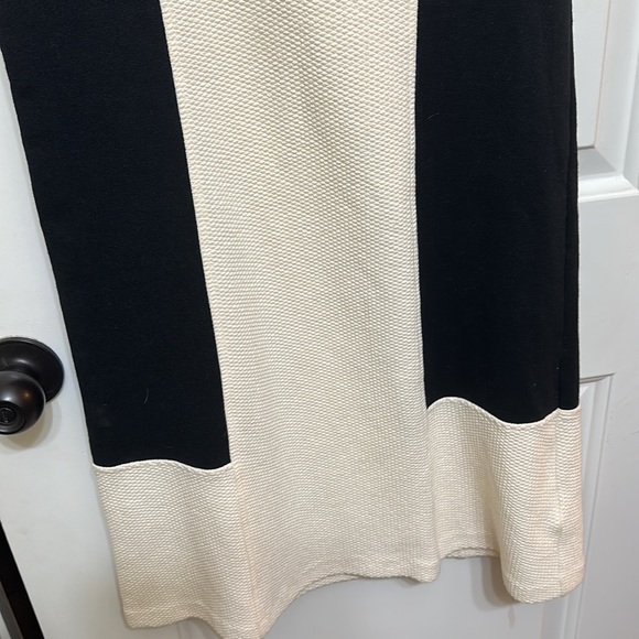 Maeve Anthropologie Black & Cream Cap Sleeve Color-blocked Mod Shift Dress - Picture 5 of 6
